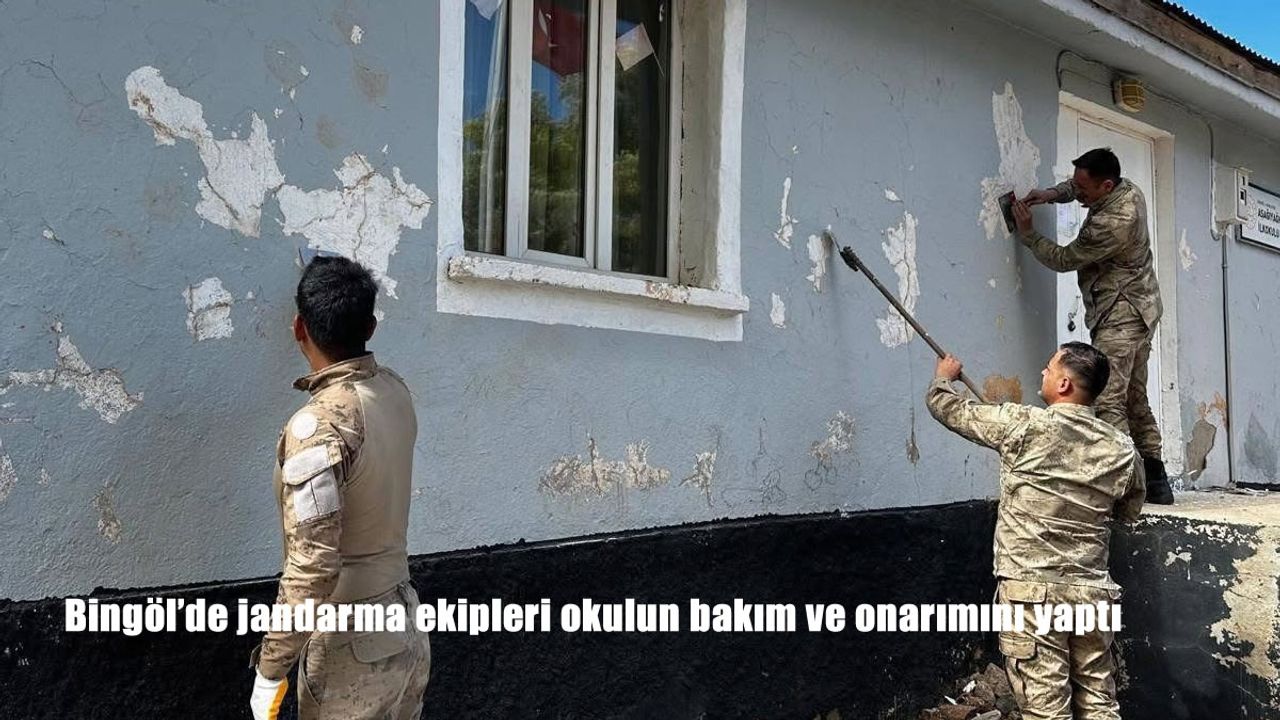 Bingöl'de jandarma ekipleri okulun bakım ve onarımını yaptı