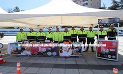 Erzurum’da polis ekiplerinden vatandaşa uygulamalı trafik eğitimi