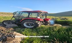 Direksiyon Hakimiyeti Kaybedildi, Traktör Şarampole Devrildi