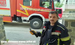 Erzurum’da havalandırma boşluğunda mahsur kalan karga yavrusu kurtarıldı
