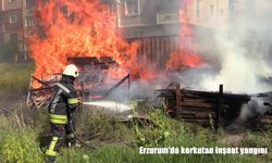 Erzurum’da inşaat alanında çıkan yangın korkuttu