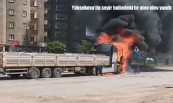 Yüksekova'da seyir halindeki maden yüklü tır alevlere teslim oldu