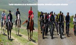 Tarihi tabyalara at ve bisikletlerle ulaştılar, zirveden paraşütle atladılar