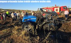 Elazığ'da arazi yangını: traktör alevler arasında kaldı, tarla kül oldu