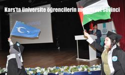 Kars’ta üniversite öğrencilerin mezuniyet sevinci