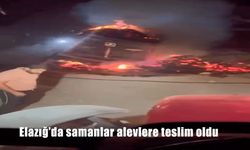 Elazığ’da Korkutan Yangın: Samanlar ve Römork Alev Alev Yandı