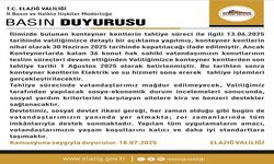 Elazığ Valiliği’nden Kritik Açıklama: Konteyner Kentlerde 1 Ağustos Son Gün