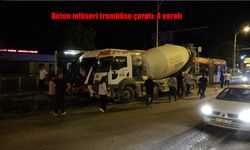 Kontrolden çıkan beton mikseri trambüse çarptı: 4 yaralı