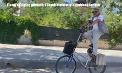 Elazığ'da yüksek bisikleti ile şaşkın bakışlar arasında turladı