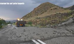 Erzurum-Narman Yolunda sel nedeniyle trafik kısa süreliğine kesildi