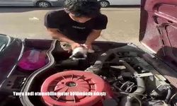 Erzurum Karayazı’da otomobil motoruna sıkışan yavru kedi kurtarıldı