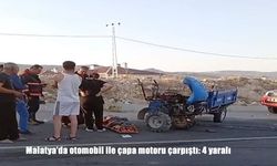 Malatya’da Otomobil ile Çapa Motoru Çarpıştı: 4 Kişi Yaralandı