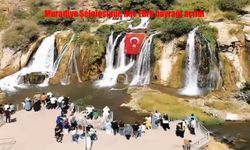 Muradiye Şelalesi'nde Dev Türk Bayrağıyla 30 Ağustos Coşkusu