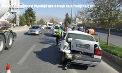 Malatya Beylerderesi Viyadüğü’nde 4 Araçlı Kaza Trafiği Felç Etti
