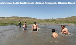 Kars'ta Kavurucu Sıcaklar Çocukları Derelere Sürükledi: Termometreler 34 Dereceyi Gösterdi