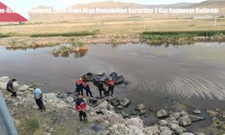 Van-Özalp Karayolunda Sulak Alana Uçan Otomobilden Kurtarılan 3 Kişi Hastaneye Kaldırıldı