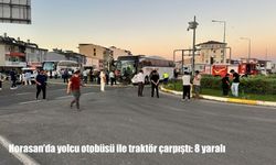 Horasan’da yolcu otobüsü ile traktör çarpıştı: 8 yaralı