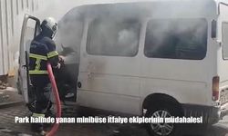 Diyarbakır’da park halindeki minibüs alevlere teslim oldu