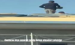 Elazığ’da Tehlikeli Görüntü: 5 Katlı Binanın Çatısında Güvenliksiz Çalıştılar