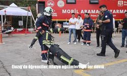 Elazığ’da öğrenciler, itfaiye eğitimlerinde ter döktü