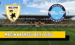 Muşspor-Ankara Demirspor maçının kadrosu belli oldu