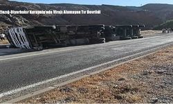 Elazığ-Diyarbakır Karayolu’nda Virajı Alamayan Tır Devrildi