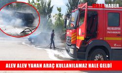 Muş’ta park halindeki otomobil yandı