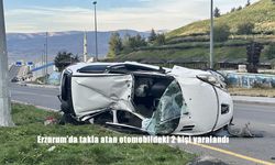Erzurum’da Takla Atan Otomobilde 2 Kişi Ağır Yaralandı