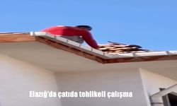 Elazığ’da Çatıda Tehlikeli Çalışma
