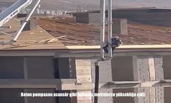 Elazığ’da Beton Pompasıyla Tehlikeli Gösteri