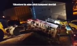 Yüksekova’da odun yüklü kamyonet devrildi