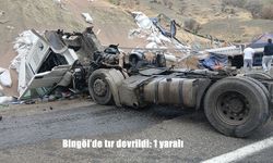 Bingöl’de tır devrildi: 1 yaralı