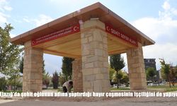 Elazığ'da şehit oğlunun adına yaptırdığı hayır çeşmesinin işçiliğini de yapıyor