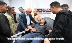 Yol yapım ekibini taşıyan minibüs kaza yaptı: 4 yaralı