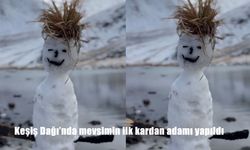 Keşiş Dağı'nda mevsimin ilk kardan adamı yapıldı