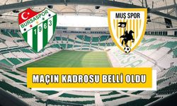 Bursaspor-Muşspor karşılaşmasında ilk 11’ler belli oldu