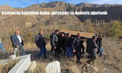 Erzurum'da katledilen kadın, gözyaşları ve dualarla uğurlandı