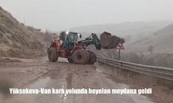 Yüksekova-Van kara yolunda heyelan meydana geldi