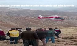 Malatya'da uçuruma yuvarlanan şahsın helikopterle sevk anları kamerada