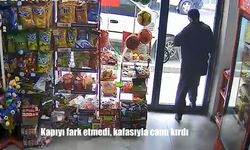 Kapıyı fark etmedi, kafasıyla camı kırdı