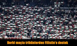 Derbi maçta tribünlerden Filistin'e destek