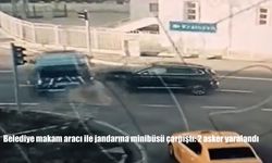 Belediye makam aracı ile jandarma minibüsü çarpıştı: 2 asker yaralandı