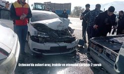 Erzincan'da askeri araç, traktör ve otomobil çarpıştı: 2 yaralı