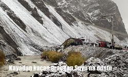 Kayadan kaçan araç Zap Suyu'na düştü