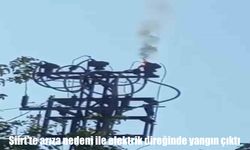 Siirt’te korku dolu anlar: Elektrik direğinde yangın çıktı