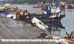 Didim’de direksiyon hakimiyetini kaybeden araç denize uçtu