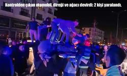 Aksaray’da kontrolden çıkan otomobil ağaca ve direğe çarptı: 2 yaralı