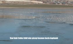 Van'daki Sıhke Gölü'nün yüzeyi kısmen buzla kaplandı