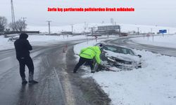Bitlis’te kara saplanan sürücülere polis desteği