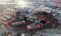 Tatvan’da Sanayi Sitesinde Kereste Dükkanında Korkutan Yangın